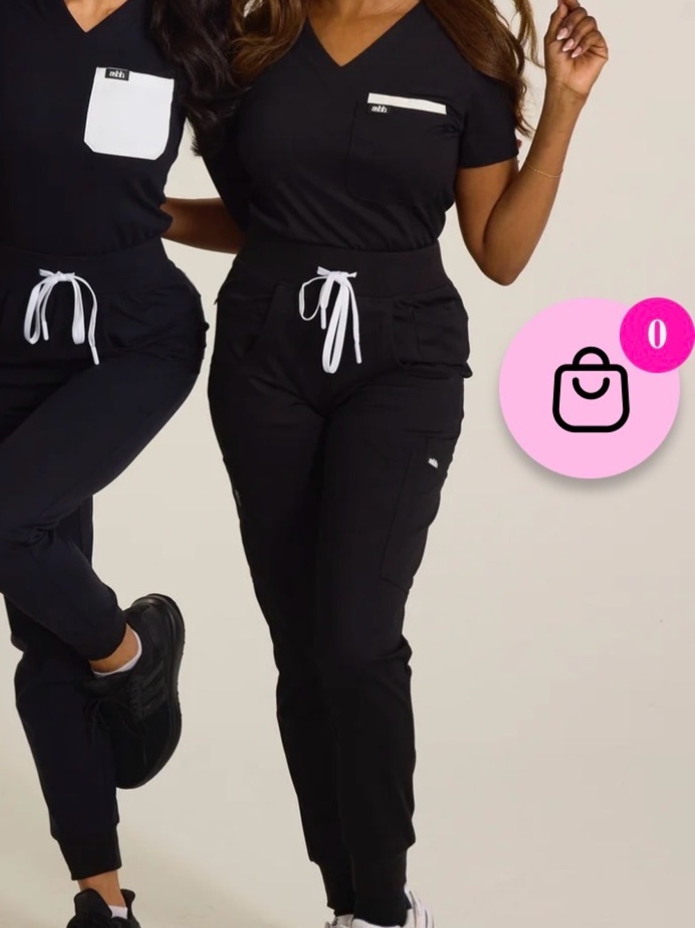 Ashh Aneesa Black/White Scrub top + joggers